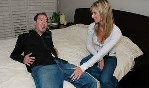 Blonde girl Brooke Banner seduces and fucks her boyfriend's buddy on fanspics.net