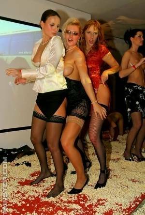 Cock hungry babes in stockings going wild at the drunk sex party on fanspics.net