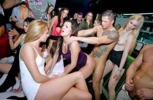 Party going chicks gets wild and crazy with male strippers inside a club on fanspics.net