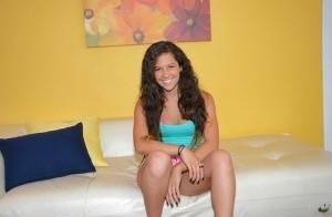 Amateur Latina babe Annika looks really gorgeous in white thongs on fanspics.net