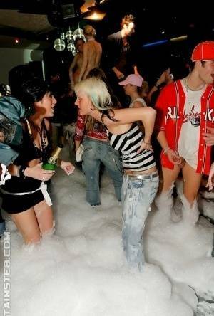 Adorable babes and horny guys are into hardcore foam sex party on fanspics.net