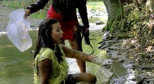 European fetish ladies have some messy fully clothed fun outdoor on fanspics.net