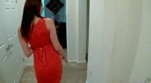 Sweet brunette Jasmine Delatori strips in bathroom to expose even sweeter ass on fanspics.net
