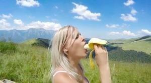 Blonde MILF Jasmine Rouge and her man friend fuck while hiking in high country on fanspics.net