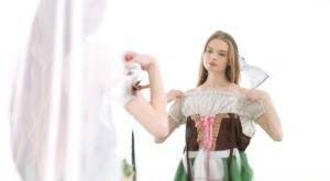 Young beauty Adel Bye dresses in an Oktoberfest outfit to greet her boyfriend on fanspics.net