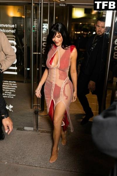 Kylie Jenner is Ravishing in Red Leaving Dinner at 1CChez Loulou 1D During PFW on fanspics.net