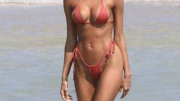 Debbie St. Pierre Shows Off Her Stunning Figure on the Beach in Miami on fanspics.net