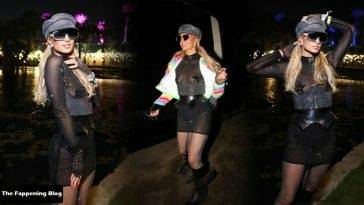 Braless Paris Hilton Arrives at the Neon Carnival Party During Coachella on fanspics.net