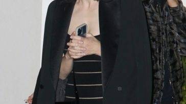 Braless Alexandra Daddario Leaves the Giorgio Armani Oscars Pre-party on fanspics.net