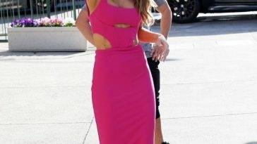 Chrishell Stause Looks Hot in a Pink Dress by Taking Pictures in WeHo on fanspics.net