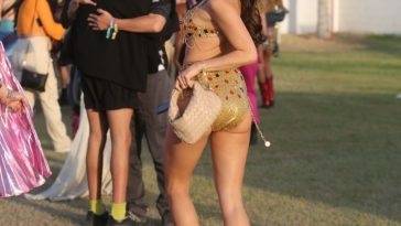 Holly Scarfone Takes Over Coachella in an Embellished Golden Bikini on fanspics.net