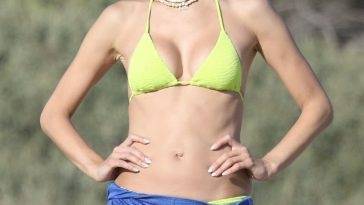 Alessandra Ambrosio Serves Up Beach Body in a Yellow Bikini While Out in Malibu on fanspics.net