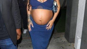 Rihanna Shows Off Her Massive Bulging Belly Leaving After Dinner at Nobu on fanspics.net