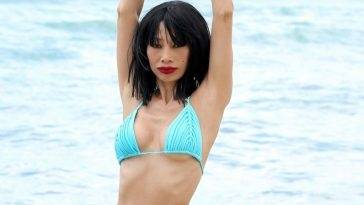 Bai Ling Looks Hot and Fit at the Beach in Florida on fanspics.net