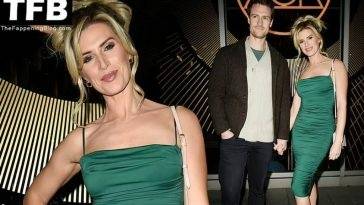 Sarah Jayne Dunn Looks Hot in a Green Dress Arriving at the Re-Launch of The Alchemist in Spinningfields on fanspics.net