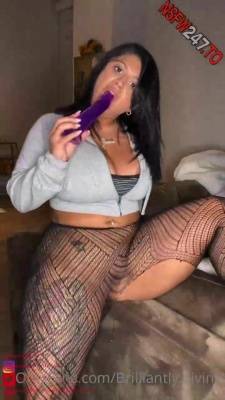 Brilliantly Divine fucks herself with purple dildo after giving a sloppy blowjob porn videos on fanspics.net