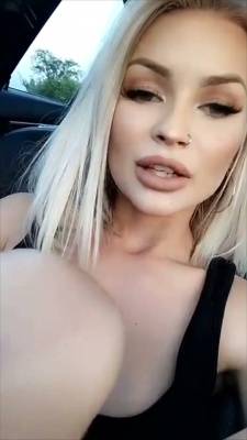 LaynaBoo pussy fingering in car public parking snapchat premium xxx porn videos on fanspics.net