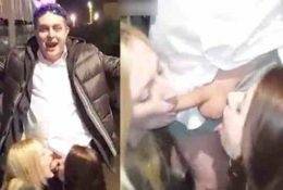 Drunk Fool Somehow Gets Two Sluts To Suck On His Dick In Public! on fanspics.net