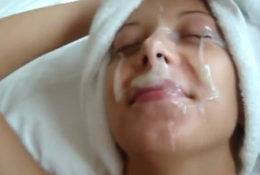 Amateur Ex-Gf Gets A Thick Facial on fanspics.net