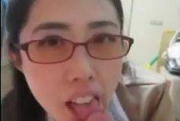 Brunette Asian Student gives Perfect Blowjob on fanspics.net