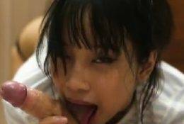 Asian teen Gagging Big White Cock on fanspics.net