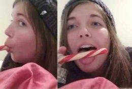 Lisa ASMR Candy Cane Sucking Video! on fanspics.net