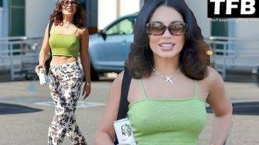 Braless Vanessa Hudgens Films a Promo Video For Her Beverage Company Cali Water in Beverly Hills on fanspics.net