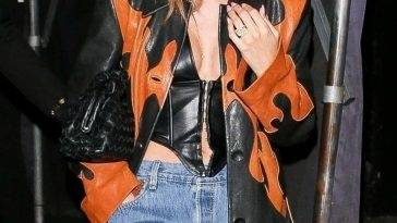 Hailey Bieber Flaunts Her Sexy Tits as She Exits a Party at The Nice Guy on fanspics.net