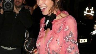 Alexa Chung Nipples in See Through Dress at London Fashion Week on fanspics.net