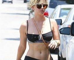 Kaley Cuoco Out In Just A Bra And Yoga Pants on fanspics.net