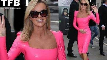 Amanda Holden Looks Hot in a Pink Latex Dress on fanspics.net