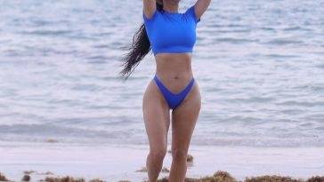 Kim Kardashian Shows Off Her Sensational Curves on the Beach on fanspics.net