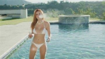 Bella Thorne Nude Pool White Bikini Teasing Video  on fanspics.net