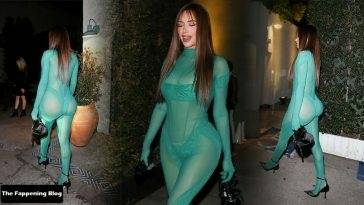 Stassie Karanikolaou Shows Off Her Curves in a Green Bodysuit as She Steps Out For a Party in LA on fanspics.net