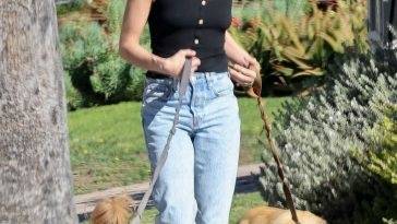 Braless Aubrey Plaza Takes Her Dogs Out For a Morning Walk on fanspics.net