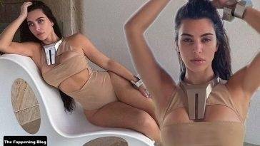 Kim Kardashian Shows Off Her Curves in a Monokini on fanspics.net