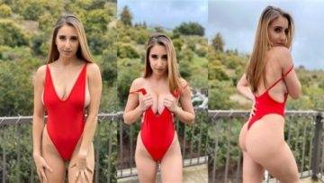 Christina Khalil Lewd Red Bodysuit Video  on fanspics.net