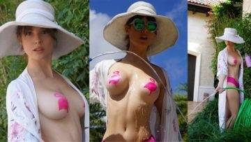 Amanda Cerny Nude Pink Flamingo Nipple Pasties  on fanspics.net