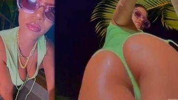 Rihanna Displays Her Tits and Butt in Green Lingerie (14 Pics + GIFs & Video) on fanspics.net