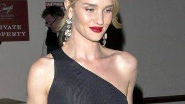 Rosie Huntington Whiteley Nipples Seen in See Through Black Top on fanspics.net