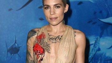 Skylar Grey Nipples in See Through Dress on fanspics.net