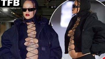 Braless Rihanna Flaunts Her Baby Bump in LA on fanspics.net