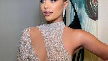 Jasmine Sanders Looks Hot in a See-Through Dress at the 2021 Sports Illustrated Awards (16 Photos + Video) on fanspics.net