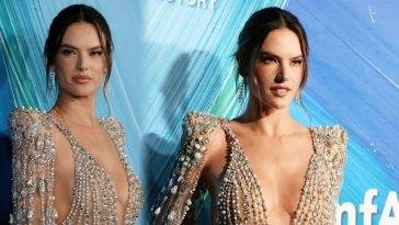 Alessandra Ambrosio Displays Her Sexy Tits at the 11th Annual amfAR Gala on fanspics.net