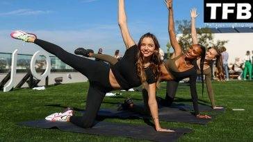 Josephine Skriver, Jasmine Tookes, Miranda Kerr Look Sexy in Leggings at JOJA Launch in Santa Monica on fanspics.net