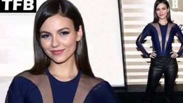 Victoria Justice Puts on a Busty Display in a Racy Mesh Top at the Homecoming Weekend Super Bowl Bash on fanspics.net