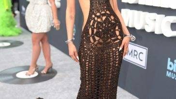 Jazelle Poses in a See-Through Dress at the 2022 Billboard Music Awards on fanspics.net