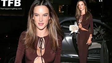 Braless Alessandra Ambrosio Shows Off Her Stunning Figure in a Sizzling Cut Out Dress at Craig’s in WeHo on fanspics.net