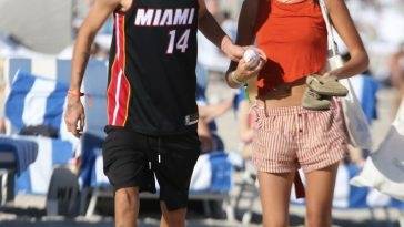 Mia Regan & Romeo Beckham Kiss and Chill Out on the Beach in Miami on fanspics.net