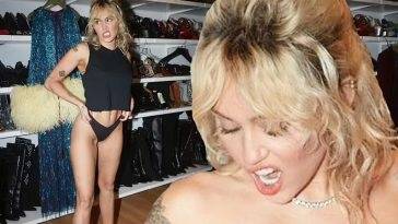 Miley Cyrus Goes Topless in a Pair of Black Undies on fanspics.net